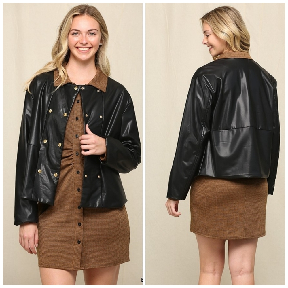 GIGIO FAUX LEATHER DOUBLE BUTTON JACKET. NWT - Picture 7 of 8